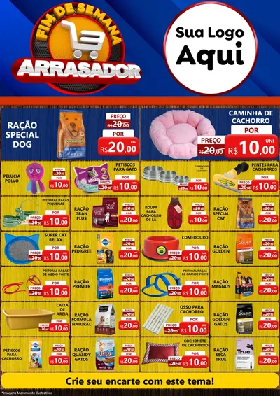 Modelo de Encarte para Encarte A4 Vertical com o tema Fim De Semana Arrasador para Pet Shop