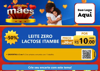 Modelo de Cartaz para Cartaz A4 Horizontal com o tema Mês das Mães para Frios e Laticínios