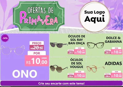 Modelo de Encarte para Encarte A4 Horizontal com o tema Ofertas de Primavera para Óticas