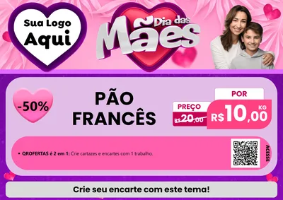 Modelo de Cartaz para Cartaz A4 Horizontal com o tema Dia das Mães para Padaria
