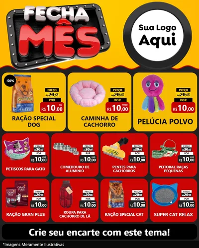 Modelo de Rede Social para Feed Instagram com o tema Fecha Mês para Pet Shop