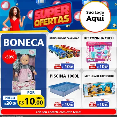 Modelo de Rede Social para Feed Facebook com o tema Super Ofertas para Brinquedos
