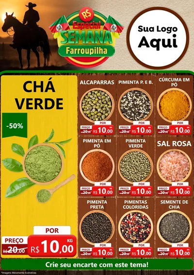 Modelo de Encarte para Encarte A4 Vertical com o tema Especial Semana Farroupilha para Produtos Naturais