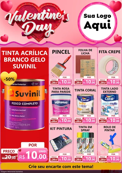 Modelo de Encarte para Encarte A4 Vertical com o tema Valentine's Day para Tintas e Ferramentas
