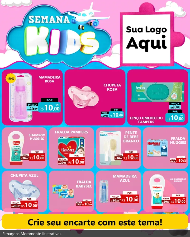 Modelo de Rede Social para Feed Instagram com o tema Semana Kids para Bebês