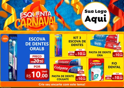 Modelo de Encarte para Encarte A4 Horizontal com o tema Esquenta de Carnaval para Higiene Pessoal