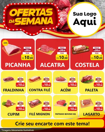 Modelo de Rede Social para Feed Instagram com o tema Ofertas da Semana para Açougue