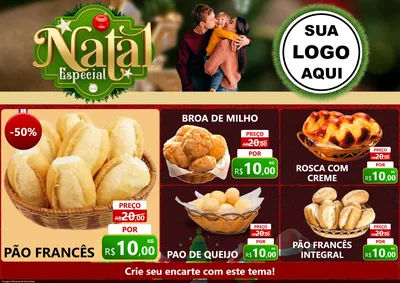 Modelo de Encarte para Encarte A4 Horizontal com o tema Natal Especial para Padaria