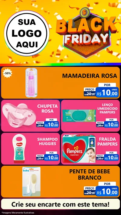 Modelo de TV para TV Vertical com o tema Black Friday para Bebês