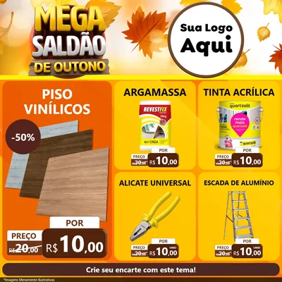 Modelo de Rede Social para Feed Facebook com o tema Mega Saldão de Outono para Material para Construção