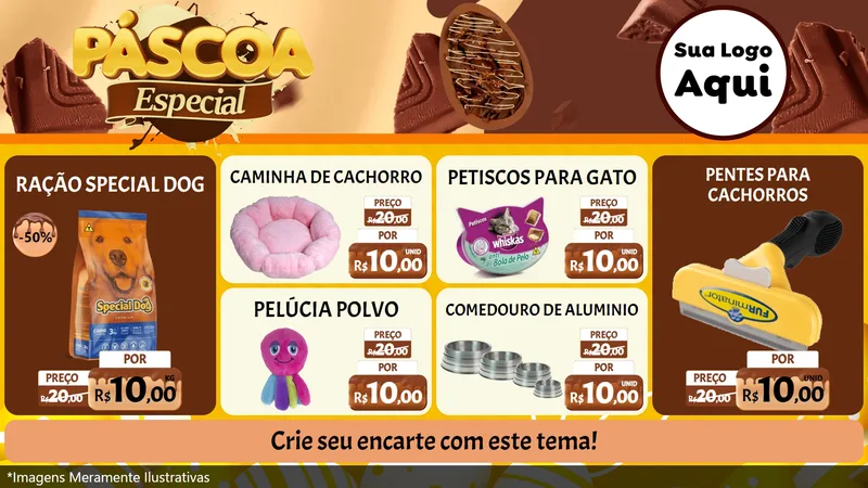 Modelo de TV para TV Horizontal com o tema Páscoa Especial para Pet Shop