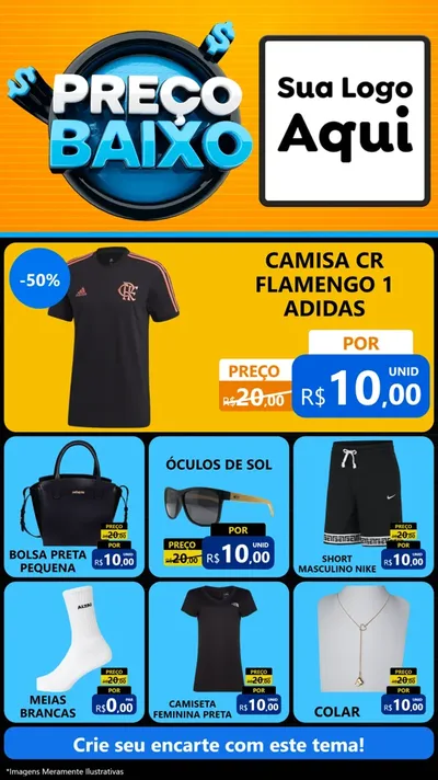 Modelo de Rede Social para Stories com o tema Preço Baixo para Roupas e acessórios