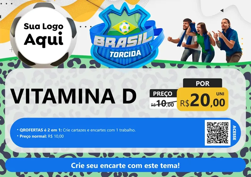 Modelo de Cartaz para Cartaz A4 Horizontal com o tema Brasil Torcida - Copa para Farmácia