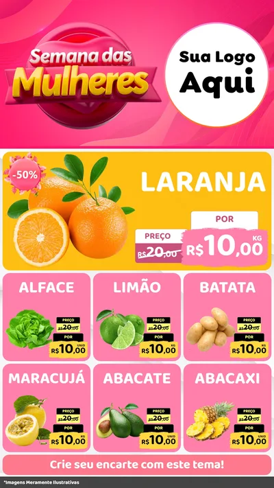 Modelo de Rede Social para Stories com o tema Semana das Mulheres para Hortifrúti