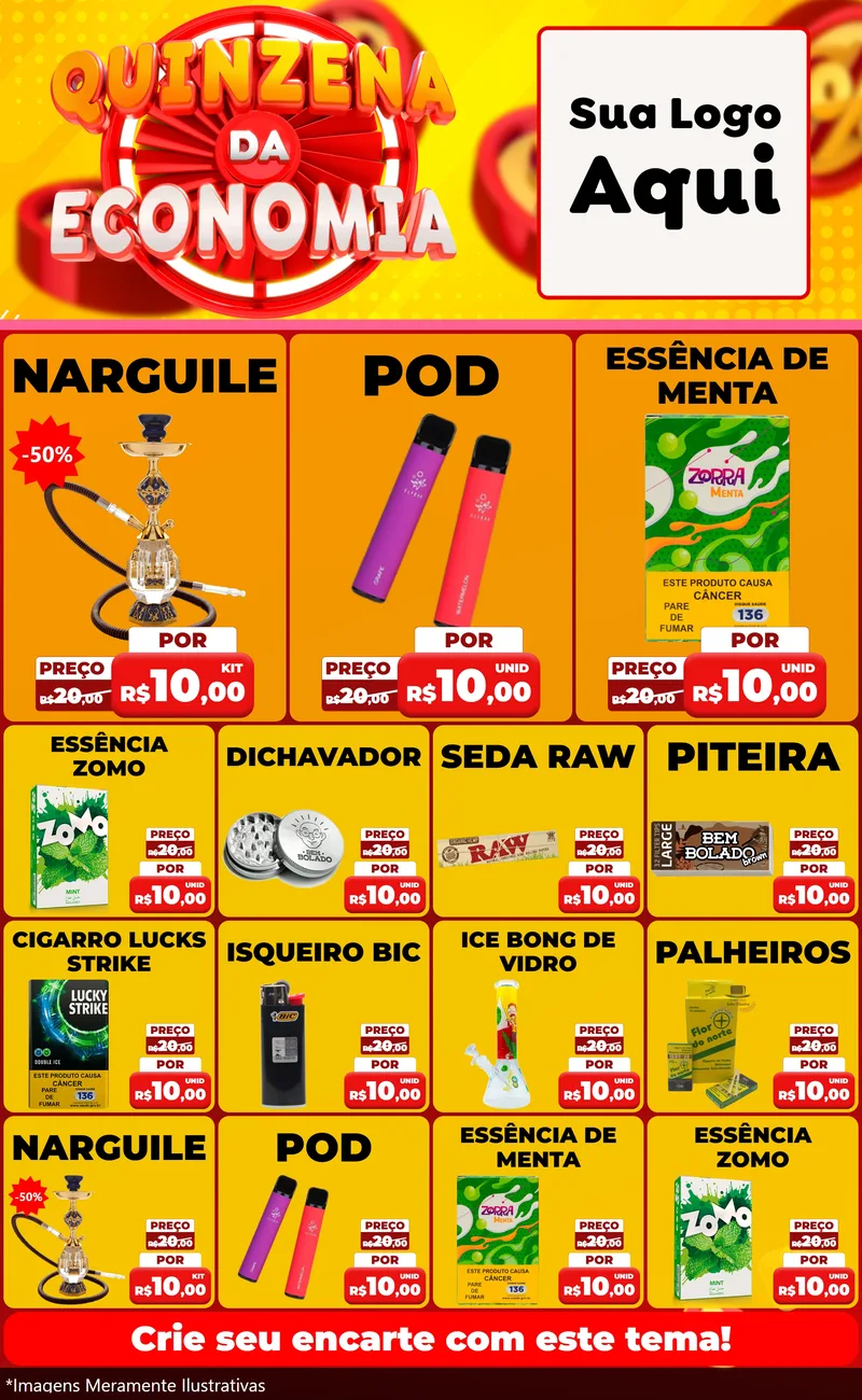 Modelo de Encarte para Encarte Grande com o tema Quinzena Da Economia para Tabacaria