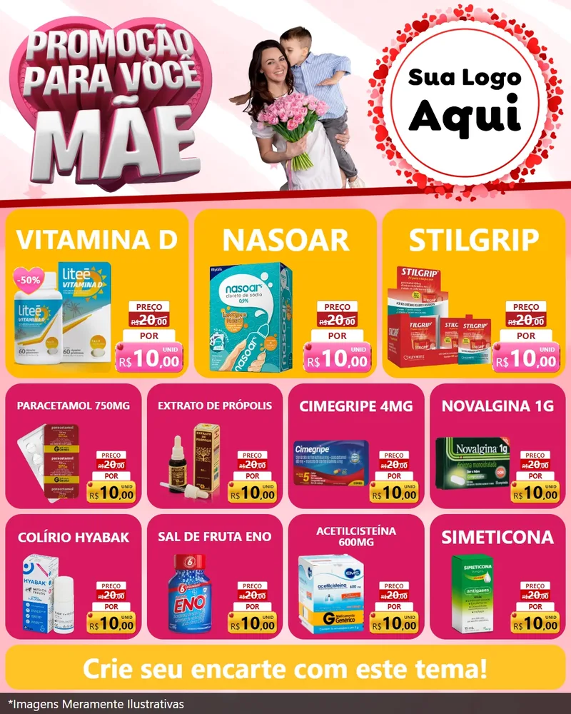 Modelo de Rede Social para Feed Instagram com o tema Promoção Para Você Mãe para Farmácia
