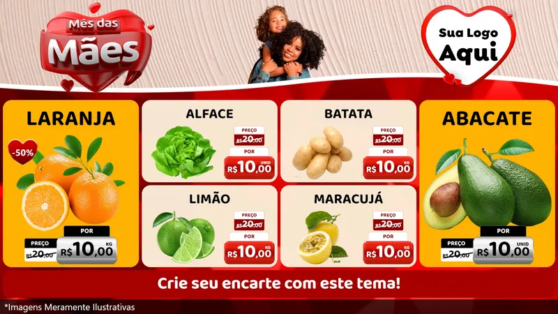 Modelo de TV para TV Horizontal com o tema Mês das Mães para Hortifrúti