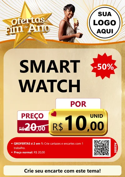 Modelo de Cartaz para Cartaz A4 Vertical com o tema Ofertas Fim de Ano para Informática