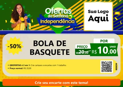 Modelo de Cartaz para Cartaz A4 Horizontal com o tema Ofertas da Semana da Independência para Artigos Esportivos