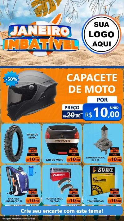 Modelo de Rede Social para Stories com o tema Janeiro Imbatível para Moto peças