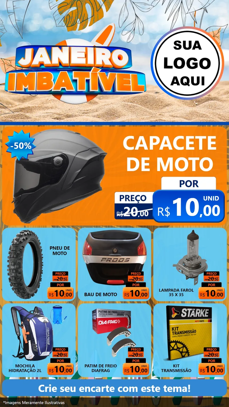 Modelo de Rede Social para Stories com o tema Janeiro Imbatível para Moto peças