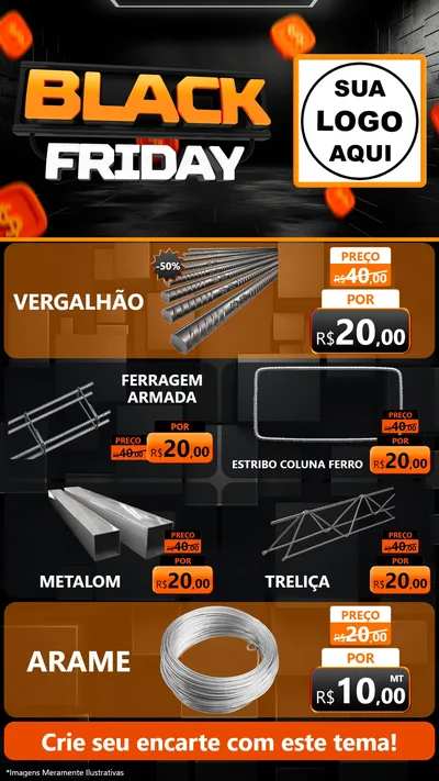 Modelo de TV para TV Vertical com o tema Black Friday para Ferragens