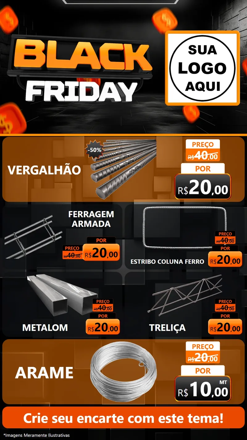 Modelo de TV para TV Vertical com o tema Black Friday para Ferragens