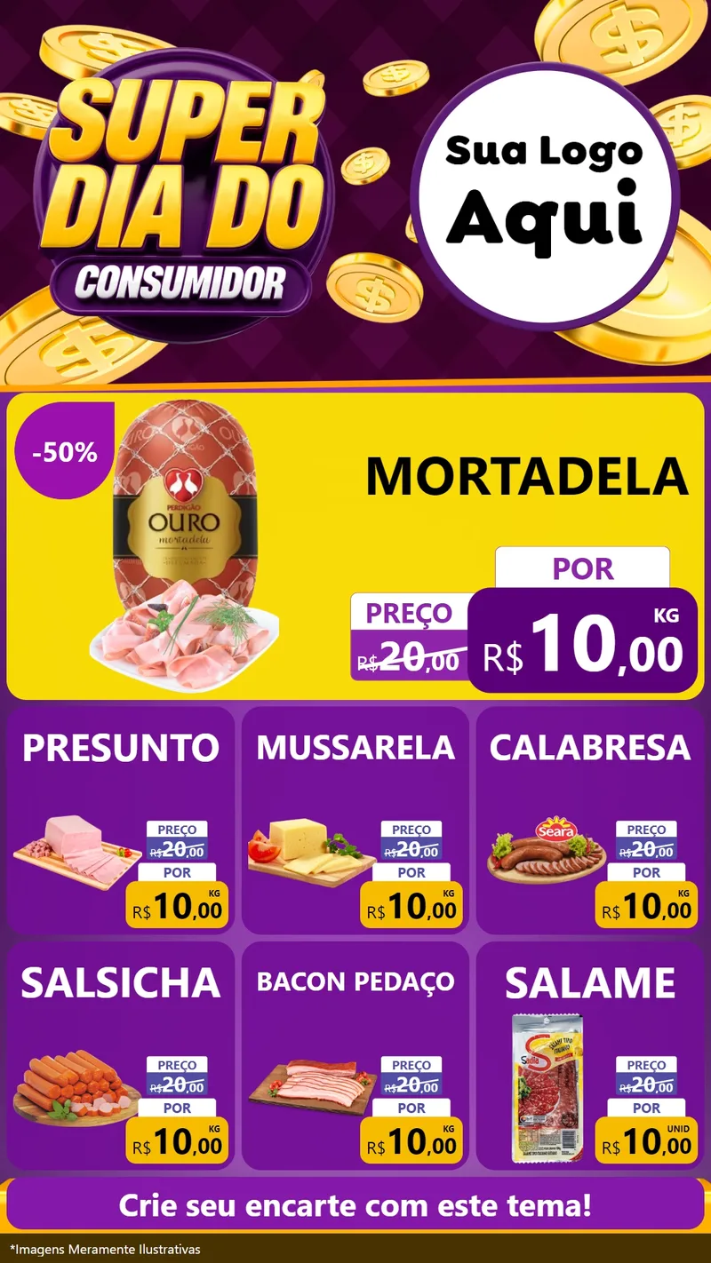 Modelo de Rede Social para Stories com o tema Super Dia do Consumidor para Frios e Laticínios