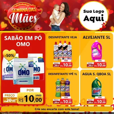 Modelo de Rede Social para Feed Facebook com o tema Semana das Mães para Produtos de Limpeza
