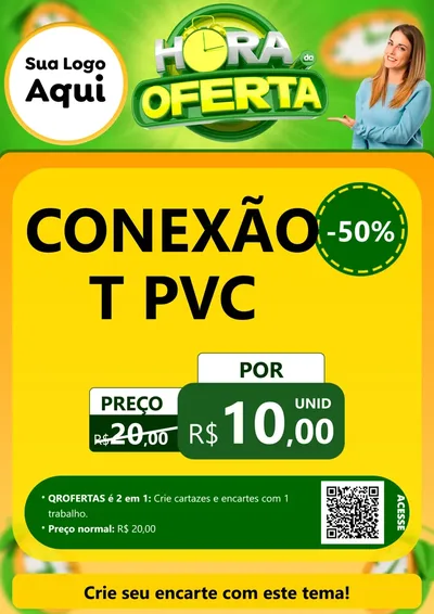 Modelo de Cartaz para Cartaz A4 Vertical com o tema Hora da Oferta para Tubos e conexões