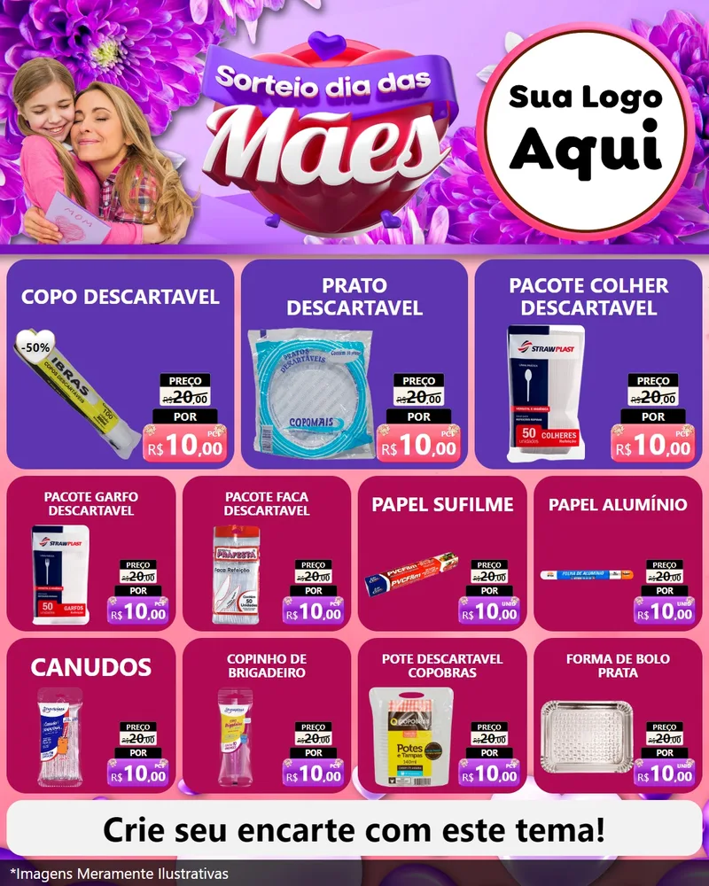 Modelo de Rede Social para Feed Instagram com o tema Sorteio Dia das Mães para Embalagens