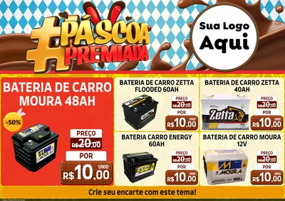 Modelo de Encarte para Encarte A4 Horizontal com o tema Páscoa Premiada para Baterias Elétricas