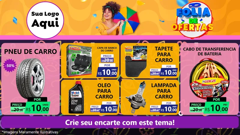 Modelo de TV para TV Horizontal com o tema Folia de Ofertas para Auto peças