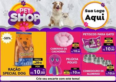 Modelo de Encarte para Encarte A4 Horizontal com o tema Pet Shop para Pet Shop
