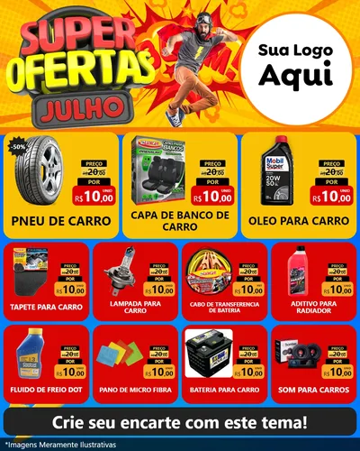 Modelo de Rede Social para Feed Instagram com o tema Super Ofertas Julho para Auto peças