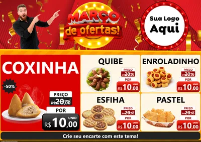 Modelo de Encarte para Encarte A4 Horizontal com o tema Março de Ofertas! para Salgadaria