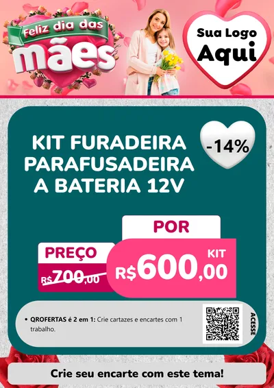 Modelo de Cartaz para Cartaz A4 Vertical com o tema Feliz Dia das Mães para Maquinas e Ferramentas