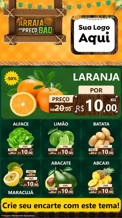 Modelo de Rede Social para Stories com o tema Arraiá do preço bão para Hortifrúti