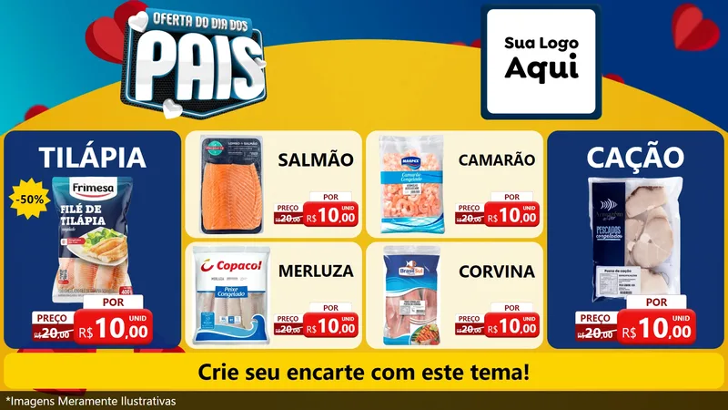 Modelo de TV para TV Horizontal com o tema Oferta Do Dia Dos Pais para Peixaria