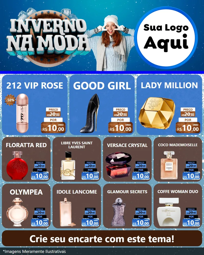 Modelo de Rede Social para Feed Instagram com o tema Inverno na Moda para Perfumes