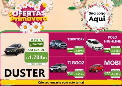 Modelo de Encarte para Encarte A4 Horizontal com o tema Ofertas de Primavera para Concessionaria de Carros