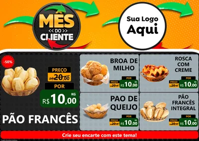 Modelo de Encarte para Encarte A4 Horizontal com o tema Mês do Cliente para Padaria