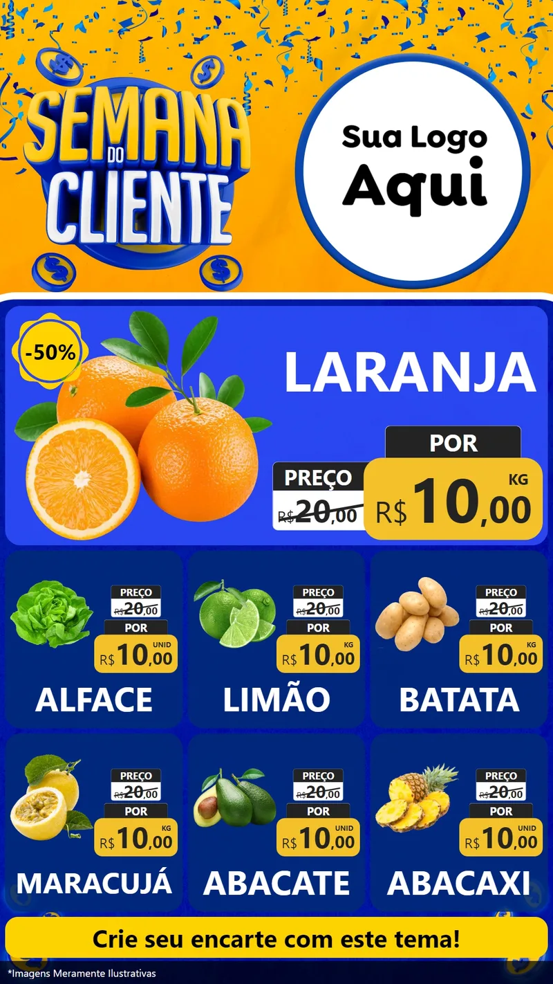 Modelo de Rede Social para Stories com o tema Semana do Cliente para Hortifrúti