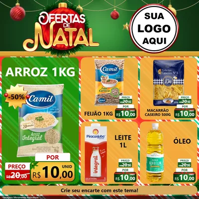Modelo de Rede Social para Feed Facebook com o tema Ofertas de Natal para Supermercado