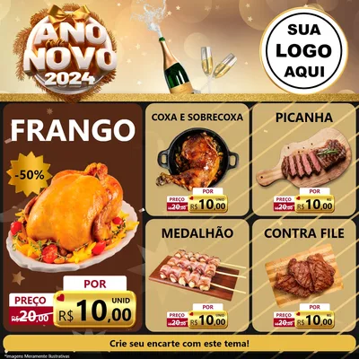 Modelo de Rede Social para Feed Facebook com o tema Feliz Ano Novo 2027 para Assados