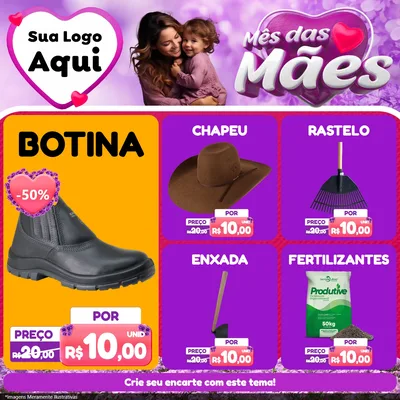 Modelo de Rede Social para Feed Facebook com o tema Mês das Mães para Agropecuária