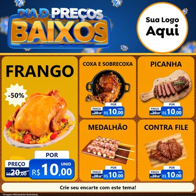 Modelo de Rede Social para Feed Facebook com o tema Dia D Preço Baixo para Assados