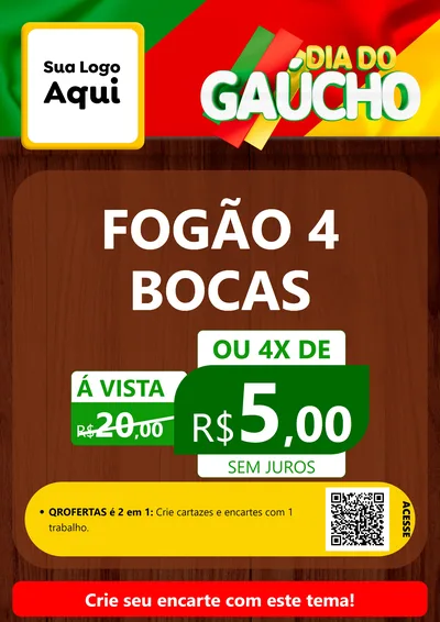 Modelo de Cartaz para Cartaz A4 Vertical com o tema Dia do Gaúcho para Móveis e Eletro