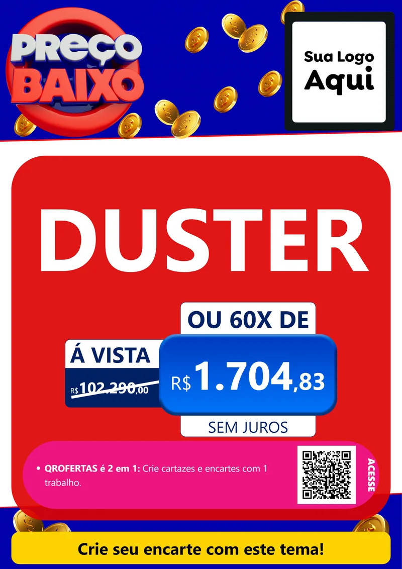 Modelo de Cartaz para Cartaz A4 Vertical com o tema Preço Baixo para Concessionaria de Carros