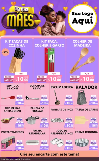 Modelo de Encarte para Encarte Grande com o tema Dia das Mães para Utilidades Domésticas